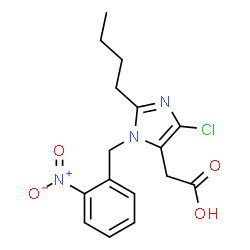 ChemSpider 2D Image | 2-Butyl-4-chloro-1-(2-nitrobenzyl)imidazole-5-acetic acid | C16H18ClN3O4