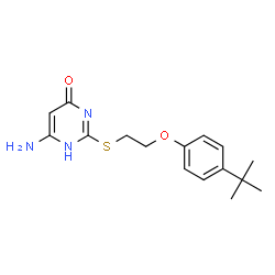 ChemSpider 2D Image | 6-Amino-2-{[2-(4-tert-butylphenoxy)ethyl]sulfanyl}pyrimidin-4(1H)-one | C16H21N3O2S