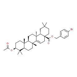 ChemSpider 2D Image | 4-Bromobenzyl (4aS,6bR,8aR,10S,12aR,12bR,14aS,14bS)-10-acetoxy-2,2,6b,9,9,12a,14a-heptamethyl-1,3,4,5,6b,7,8,8a,9,10,11,12,12a,12b,13,14,14a,14b-octadecahydro-4a(2H)-picenecarboxylate | C39H55BrO4