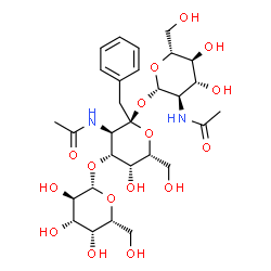 ChemSpider 2D Image | 2-Acetamido-2-deoxy-beta-D-glucopyranosyl beta-D-galactopyranosyl-(1->3)-2-acetamido-1-C-benzyl-2-deoxy-alpha-D-galactopyranoside | C29H44N2O16