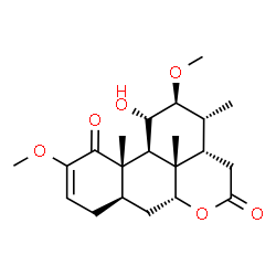 ChemSpider 2D Image | 18-Norpicras-2-ene-1,16-dione, 11-hydroxy-2,12-dimethoxy-, (11alpha,12beta)- | C21H30O6