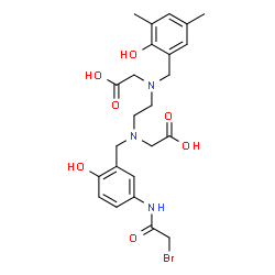 ChemSpider 2D Image | [{2-[{5-[(Bromoacetyl)amino]-2-hydroxybenzyl}(carboxymethyl)amino]ethyl}(2-hydroxy-3,5-dimethylbenzyl)amino]acetic acid | C24H30BrN3O7