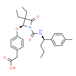 ChemSpider 2D Image | (4-{[(2S)-3,3-Diethyl-1-{[(1R)-1-(4-methylphenyl)butyl]carbamoyl}-4-oxo-2-azetidinyl]oxy}phenyl)acetic acid | C27H34N2O5