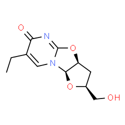 ChemSpider 2D Image | (2S,3aS,9aR)-7-Ethyl-2-(hydroxymethyl)-2,3,3a,9a-tetrahydro-6H-furo[2',3':4,5][1,3]oxazolo[3,2-a]pyrimidin-6-one | C11H14N2O4