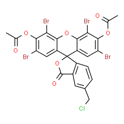 ChemSpider 2D Image | 2',4',5',7'-Tetrabromo-5-(chloromethyl)-3-oxo-3H-spiro[2-benzofuran-1,9'-xanthene]-3',6'-diyl diacetate | C25H13Br4ClO7