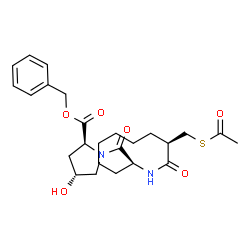 ChemSpider 2D Image | Benzyl (4R)-1-({(2S,9R)-9-[(acetylsulfanyl)methyl]-10-oxo-2-azecanyl}carbonyl)-4-hydroxy-L-prolinate | C25H34N2O6S