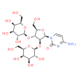 ChemSpider 2D Image | 2(1H)-Pyrimidinone, 4-amino-1-[O-beta-D-galactopyranosyl-(1->2)-O-[beta-D-galactopyranosyl-(1->3)]-beta-D-arabinofuranosyl]- | C21H33N3O15