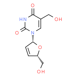 ChemSpider 2D Image | 5-(Hydroxymethyl)-1-[(2R,5S)-5-(hydroxymethyl)-2,5-dihydro-2-furanyl]-2,4(1H,3H)-pyrimidinedione | C10H12N2O5