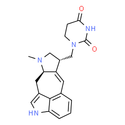 ChemSpider 2D Image | 1-{[(7R,9aR)-9-Methyl-2,7,8,9,9a,10-hexahydropyrrolo[3',2':5,6]cyclohepta[1,2,3-cd]indol-7-yl]methyl}dihydro-2,4(1H,3H)-pyrimidinedione | C20H22N4O2