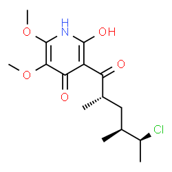 ChemSpider 2D Image | 3-[(2S,4S,5S)-5-Chloro-2,4-dimethylhexanoyl]-2-hydroxy-5,6-dimethoxy-4(1H)-pyridinone | C15H22ClNO5