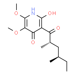 ChemSpider 2D Image | 3-[(2S,4R)-2,4-Dimethylhexanoyl]-2-hydroxy-5,6-dimethoxy-4(1H)-pyridinone | C15H23NO5