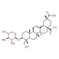 ChemSpider 2D Image | (3beta,5xi,18alpha)-23-Hydroxy-3-(beta-D-xylopyranosyloxy)olean-12-ene-28,29-dioic acid | C35H54O10
