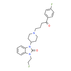 ChemSpider 2D Image | 1-(2-Fluoroethyl)-3-{1-[4-(4-fluorophenyl)-4-oxobutyl]-4-piperidinyl}-1,3-dihydro-2H-benzimidazol-2-one | C24H27F2N3O2