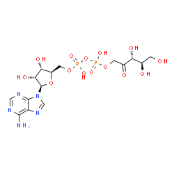 ChemSpider 2D Image | [(2R,3S,4R,5R)-5-(6-Amino-9H-purin-9-yl)-3,4-dihydroxytetrahydro-2-furanyl]methyl (3R,4R)-3,4,5-trihydroxy-2-oxopentyl dihydrogen diphosphate | C15H23N5O14P2