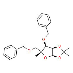 ChemSpider 2D Image | 3-O-Benzyl-4-[(benzyloxy)methyl]-5-deoxy-1,2-O-isopropylidene-beta-L-lyxofuranose | C23H28O5