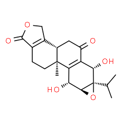 ChemSpider 2D Image | (3bR,6S,6aR,7aS,8R,8bS)-6,8-Dihydroxy-6a-isopropyl-8b-methyl-3,3b,4,6,6a,7a,8,8b,9,10-decahydrooxireno[6,7]phenanthro[1,2-c]furan-1,5-dione | C20H24O6