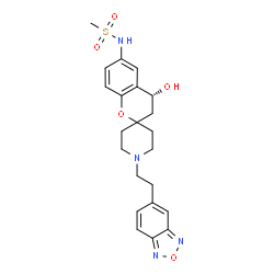 ChemSpider 2D Image | N-{(4R)-1'-[2-(2,1,3-Benzoxadiazol-5-yl)ethyl]-4-hydroxy-3,4-dihydrospiro[chromene-2,4'-piperidin]-6-yl}methanesulfonamide | C22H26N4O5S