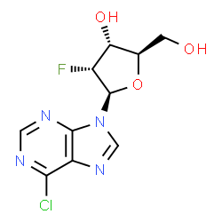 ChemSpider 2D Image | 6-Chloro-9-(2-deoxy-2-fluoro-.beta.-D-ribofuranosyl)purine | C10H10ClFN4O3