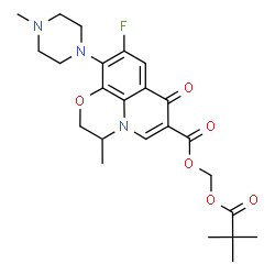 ChemSpider 2D Image | (2,2-Dimethyl-1-oxopropoxy)methyl 9-fluoro-2,3-dihydro-3-methyl-10-(4-methyl-1-piperazinyl)-7-oxo-7H-pyrido[1,2,3-de]-1,4-benzoxazine-6-carboxylate | C24H30FN3O6