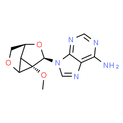 ChemSpider 2D Image | 9-[(2R,2aS,4aS)-2a-Methoxyhexahydro-1,3-dioxacyclopropa[cd]pentalen-2-yl]-9H-purin-6-amine | C12H13N5O3