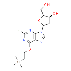 ChemSpider 2D Image | 9-(2-Deoxy-beta-D-erythro-pentofuranosyl)-2-fluoro-6-[2-(trimethylsilyl)ethoxy]-9H-purine | C15H23FN4O4Si