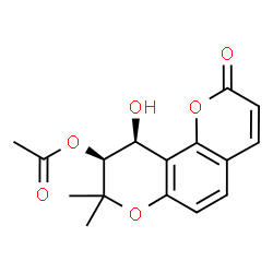 ChemSpider 2D Image | (9S,10S)-10-Hydroxy-8,8-dimethyl-2-oxo-9,10-dihydro-2H,8H-pyrano[2,3-f]chromen-9-yl acetate | C16H16O6