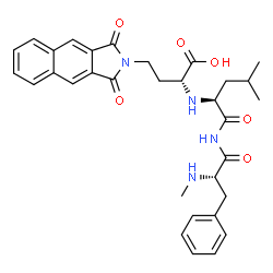 ChemSpider 2D Image | (2R)-4-(1,3-Dioxo-1,3-dihydro-2H-benzo[f]isoindol-2-yl)-2-({(2S)-4-methyl-1-[(N-methyl-L-phenylalanyl)amino]-1-oxo-2-pentanyl}amino)butanoic acid | C32H36N4O6