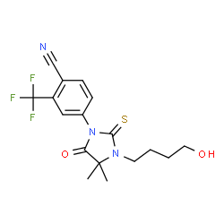 ChemSpider 2D Image | 4-(4,4-Dimethyl-3-(4-hydroxybutyl)-5-oxo-2-thioxo-1-imidazolidinyl)-2-(trifluoromethyl)benzonitrile | C17H18F3N3O2S