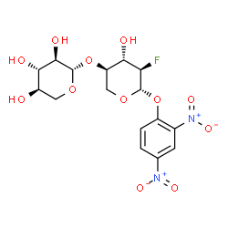 ChemSpider 2D Image | 2,4-Dinitrophenyl 2-deoxy-2-fluoro-4-O-beta-D-xylopyranosyl-beta-D-xylopyranoside | C16H19FN2O12