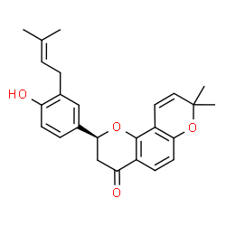 ChemSpider 2D Image | (2S)-2-[4-Hydroxy-3-(3-methyl-2-buten-1-yl)phenyl]-8,8-dimethyl-2,3-dihydro-4H,8H-pyrano[2,3-f]chromen-4-one | C25H26O4