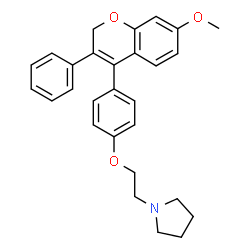 ChemSpider 2D Image | 1-{2-[4-(7-Methoxy-3-phenyl-2H-chromen-4-yl)phenoxy]ethyl}pyrrolidine | C28H29NO3