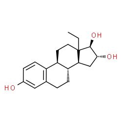 ChemSpider 2D Image | (8R,9S,14S,16R,17R)-13-Ethyl-7,8,9,11,12,13,14,15,16,17-decahydro-6H-cyclopenta[a]phenanthrene-3,16,17-triol | C19H26O3
