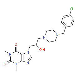 ChemSpider 2D Image | 7-{3-[4-(4-Chlorobenzyl)-1-piperazinyl]-2-hydroxypropyl}-1,3-dimethyl-3,7-dihydro-1H-purine-2,6-dione | C21H27ClN6O3