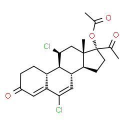ChemSpider 2D Image | (11beta)-6,11-Dichloro-3,20-dioxo-19-norpregna-4,6-dien-17-yl acetate | C22H26Cl2O4