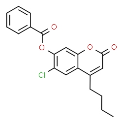 ChemSpider 2D Image | 4-Butyl-6-chloro-2-oxo-2H-chromen-7-yl benzoate | C20H17ClO4