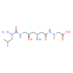 ChemSpider 2D Image | {2-[(3R,5R)-3-Amino-6-{[(2S)-2-amino-4-methylpentanoyl]amino}-5-hydroxyhexanoyl]-1-methylhydrazino}acetic acid | C15H31N5O5