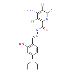 ChemSpider 2D Image | 4-Amino-3,5,6-trichloro-N'-{(E)-[4-(diethylamino)-2-hydroxyphenyl]methylene}-2-pyridinecarbohydrazide | C17H18Cl3N5O2
