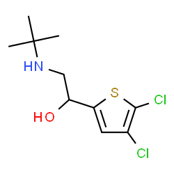 ChemSpider 2D Image | 1-(4,5-Dichloro-2-thienyl)-2-[(2-methyl-2-propanyl)amino]ethanol | C10H15Cl2NOS