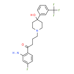 ChemSpider 2D Image | 1-(2-Amino-4-fluorophenyl)-4-{4-hydroxy-4-[3-(trifluoromethyl)phenyl]-1-piperidinyl}-1-butanone | C22H24F4N2O2