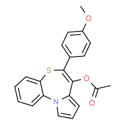 ChemSpider 2D Image | 7-Acetoxy-6-(p-methoxyphenyl)pyrrolo(2,1-d)(1,5)benzothiazepine | C21H17NO3S