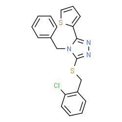 ChemSpider 2D Image | 4-Benzyl-3-[(2-chlorobenzyl)sulfanyl]-5-(2-thienyl)-4H-1,2,4-triazole | C20H16ClN3S2