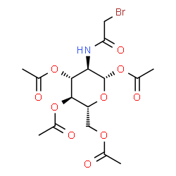 ChemSpider 2D Image | 1,3,4,6-Tetra-O-acetyl-2-[(bromoacetyl)amino]-2-deoxy-beta-D-glucopyranose | C16H22BrNO10