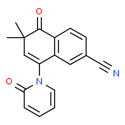 ChemSpider 2D Image | 6,6-Dimethyl-5-oxo-8-(2-oxo-1(2H)-pyridinyl)-5,6-dihydro-2-naphthalenecarbonitrile | C18H14N2O2