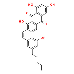 ChemSpider 2D Image | 1,7,9,11-Tetrahydroxy-3-pentylbenzo[a]tetracene-8,13-dione | C27H22O6