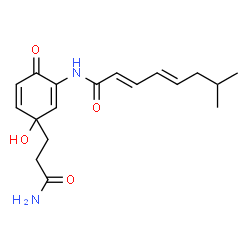 ChemSpider 2D Image | (2E,4E)-N-[3-(3-Amino-3-oxopropyl)-3-hydroxy-6-oxo-1,4-cyclohexadien-1-yl]-7-methyl-2,4-octadienamide | C18H24N2O4