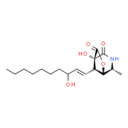 ChemSpider 2D Image | (1S)-1-Hydroxy-8-[(1E)-3-hydroxy-1-decen-1-yl]-4-methyl-6-oxa-3-azabicyclo[3.2.1]octane-2,7-dione | C17H27NO5