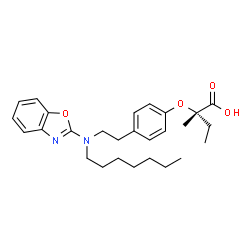ChemSpider 2D Image | (2S)-2-(4-{2-[1,3-Benzoxazol-2-yl(heptyl)amino]ethyl}phenoxy)-2-methylbutanoic acid | C27H36N2O4
