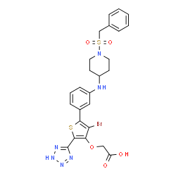 ChemSpider 2D Image | {[5-(3-{[1-(Benzylsulfonyl)-4-piperidinyl]amino}phenyl)-4-bromo-2-(2H-tetrazol-5-yl)-3-thienyl]oxy}acetic acid | C25H25BrN6O5S2