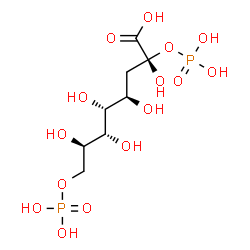 ChemSpider 2D Image | (2R,4R,5R,6R,7R)-2,4,5,6,7-Pentahydroxy-2,8-bis(phosphonooxy)octanoic acid | C8H18O15P2