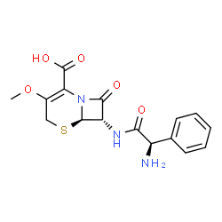 ChemSpider 2D Image | (6R,7S)-7-{[(2R)-2-Amino-2-phenylacetyl]amino}-3-methoxy-8-oxo-5-thia-1-azabicyclo[4.2.0]oct-2-ene-2-carboxylic acid | C16H17N3O5S